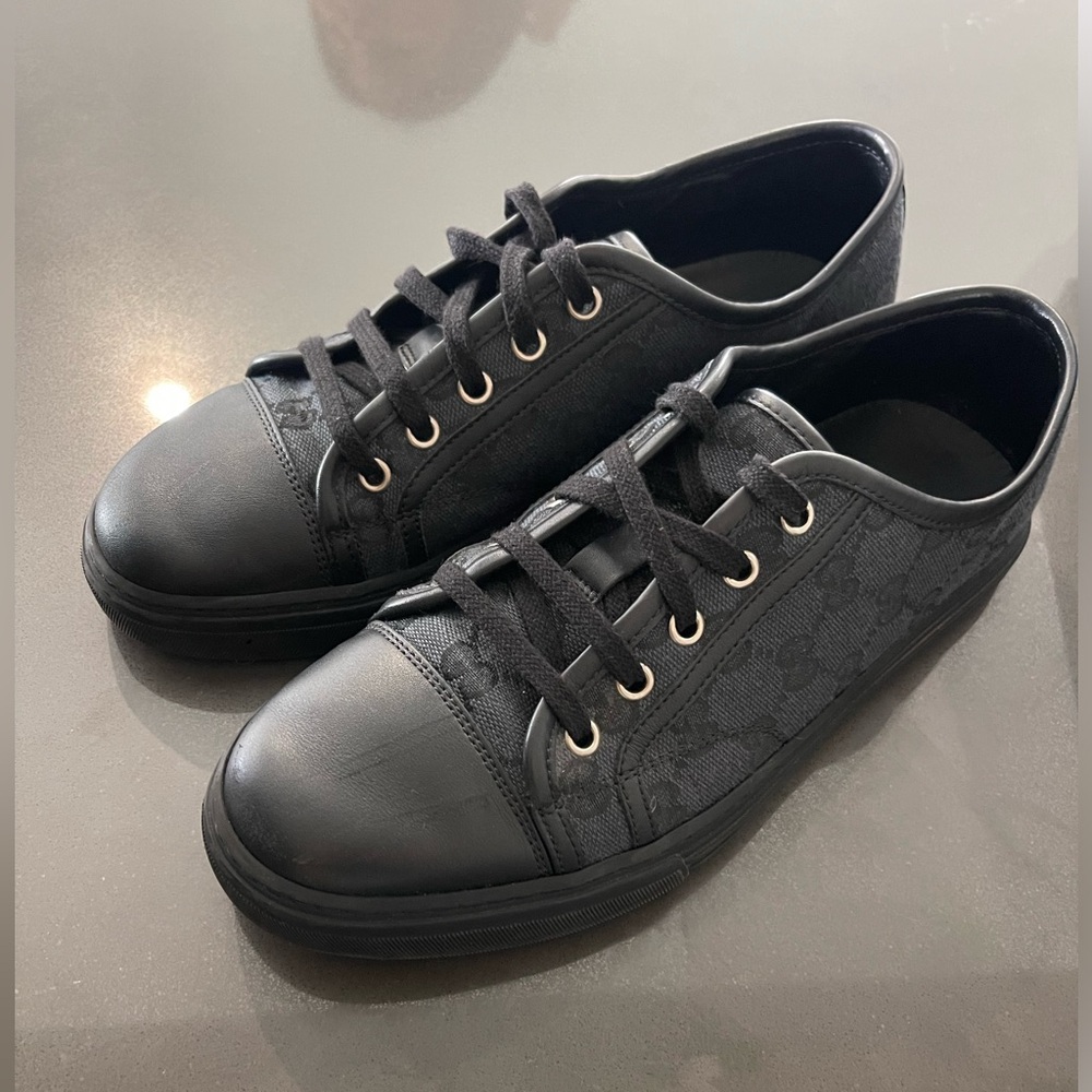 Gucci grey black canvas GG monogram sneaker size Gucci 5.5